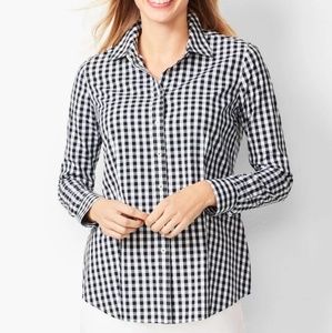Talbots Ginham Black & White Button Up Shirt 14WP